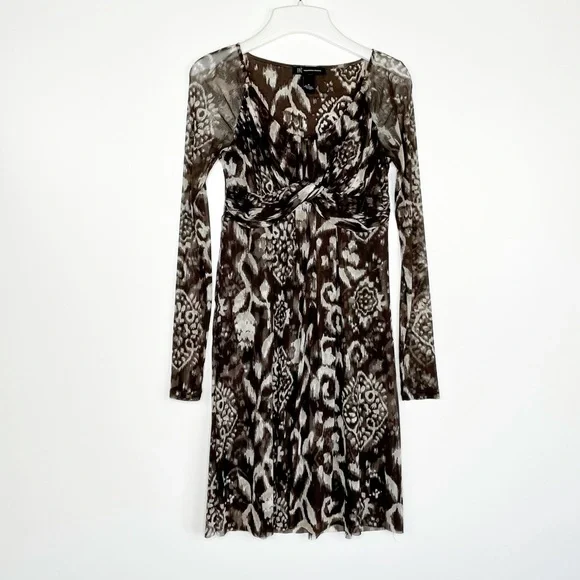 INC International Concepts Brown and Cream Ikat Print Dress - Picture 8 of 9